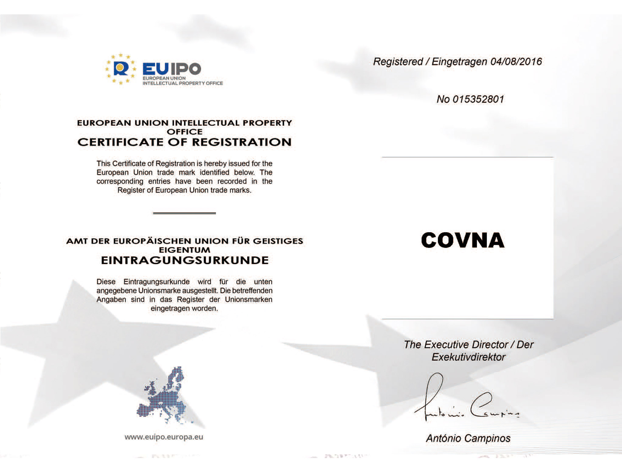 科威纳欧盟认证证书